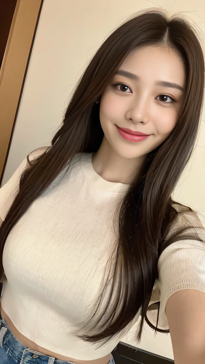 seed:2020674263.((Full body angle:1.1)).((Highest quality, 8k, masterpiece:1.3)), ((from below:1.1)).concentrated:1.2, Perfect body beauty:1.4, Hips:1.2, ((Delicate Hair)), (Vibrant color block short sleeve crop top for women,Shorts :1.1) , ((Highest quality、8k、masterpiece:1.3))、1 Girl、A sloppy smile、Esbian all over body、Slim face、Big 、Beautiful woman、(Dark Brown Hair)、Long Hair、1.1、Flickering Valley、Detailed eyes、double eyelid、Blurred Background、超Slim face、Smile、Looking down、stroll.extreme extreme close-up.cowboy shot