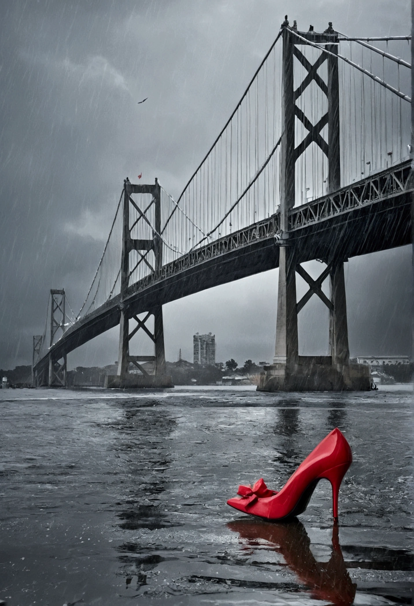 Bay,bridge,High heel,beauty,wind and rain,Boat