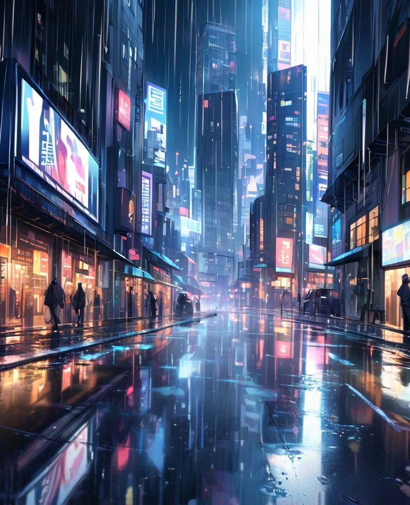 Urban Reflections: A city skyline reflected in rain-soaked streets, creating a captivating urban landscape.