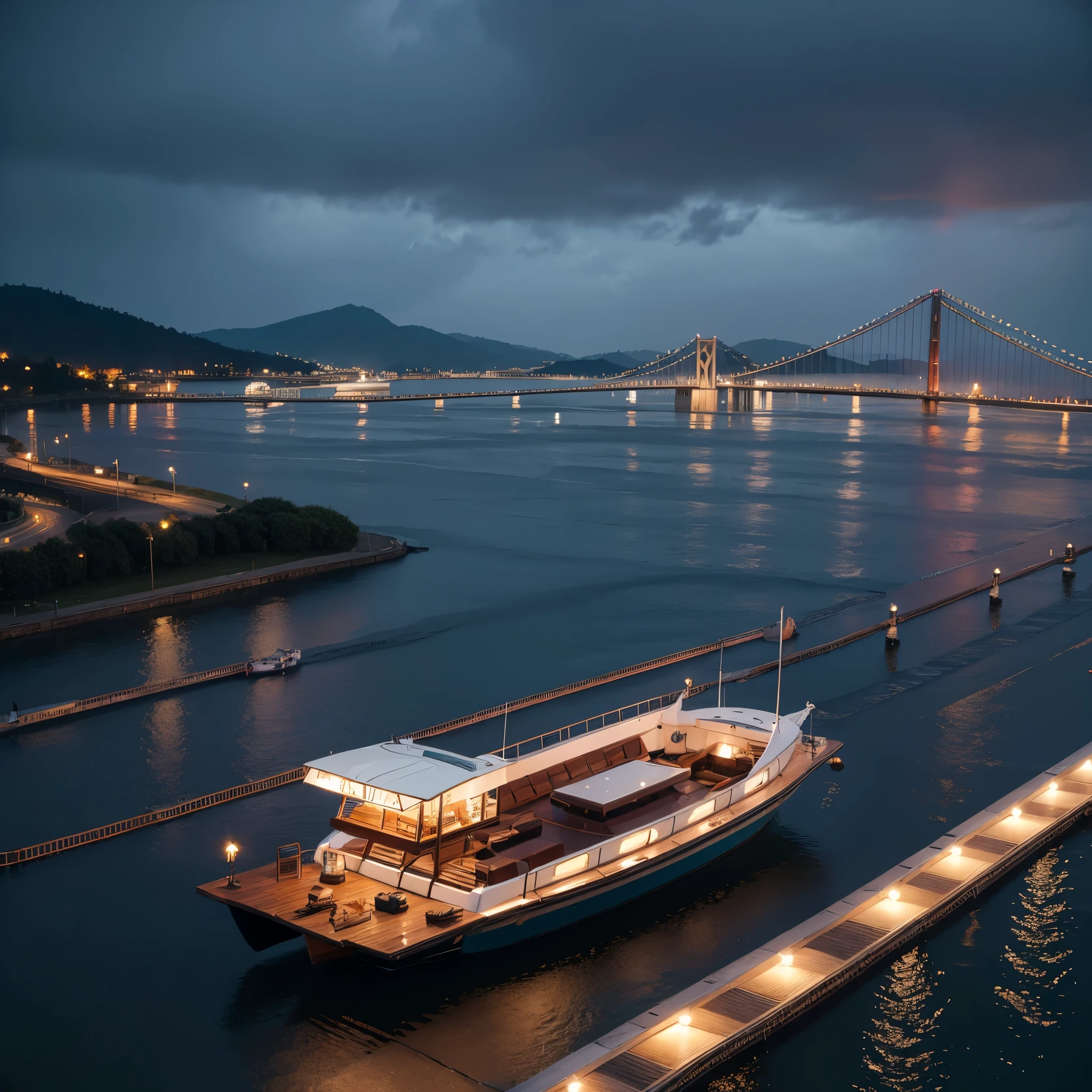 Bay,bridge,High heel,beauty,wind and rain,Boat