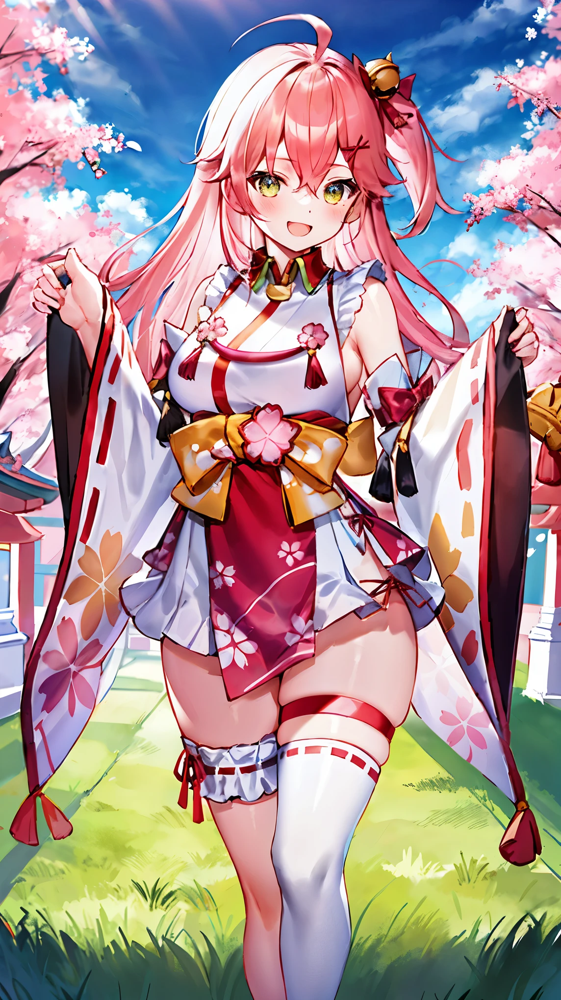 Yae Miko, Genshin Impact, kimono, inside a brothel, leg raised in the air