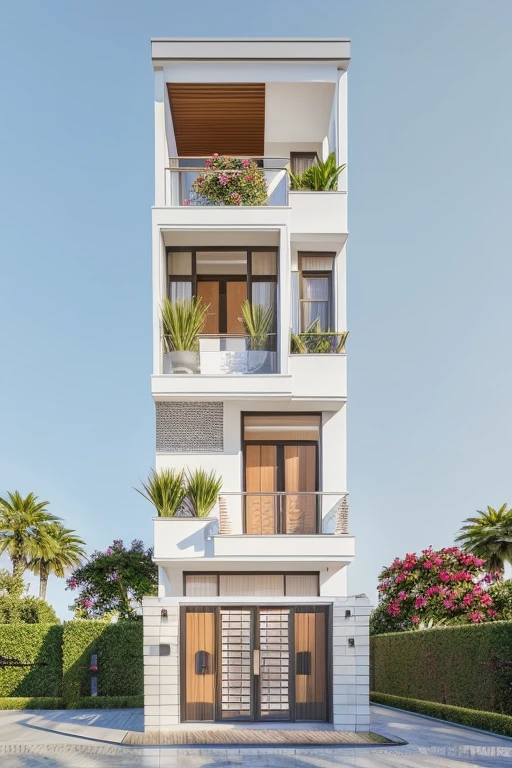 PLATEFORME KTHOUSE, Beaucoup de belles fleurs rouges le long de la route:1.3, Romantique, 1 maison de style néoclassique, La maison de ville est faite de murs blancs, Belle lumière, journée de beauté, ensoleillé, Beaucoup de bougainvilliers rouges le long de la route:1.3, belle sensation de jeunesse :1.2, soleil à midi, Très belles ombres, 