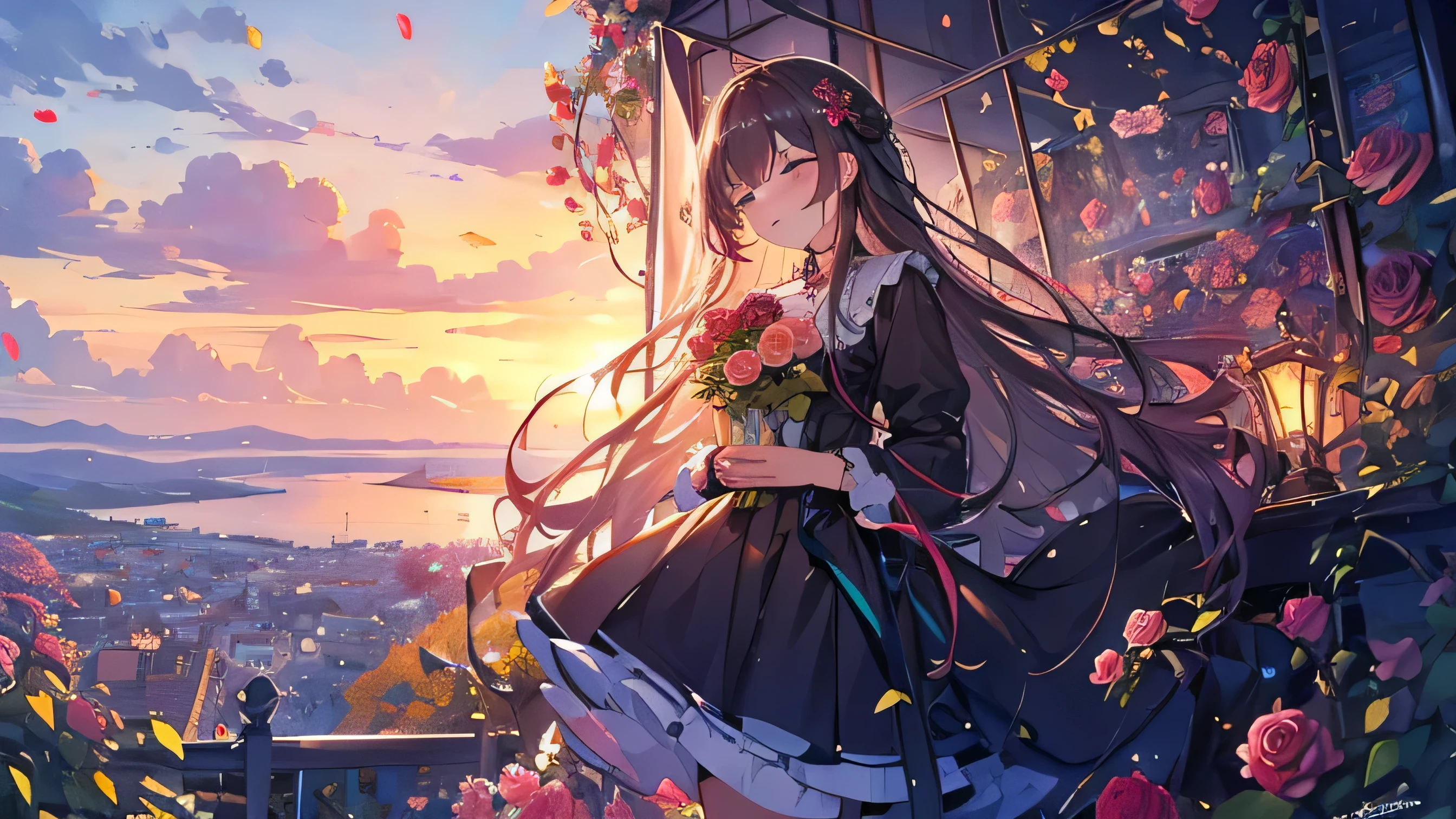 {Highest quality},{{masterpiece}},{High resolution},Very detailedCG,Very detailed8K wallpaper,(((masterpiece))),(((Highest quality))),((Very detailed)),(figure),((sketch)),(Painting),((landscape)),from_On top of that,garden,Sea of Flowers,(Detailed light),Day,petal,falling petal,(((Rose))),(Grapevine),cage,zero,sleeping face