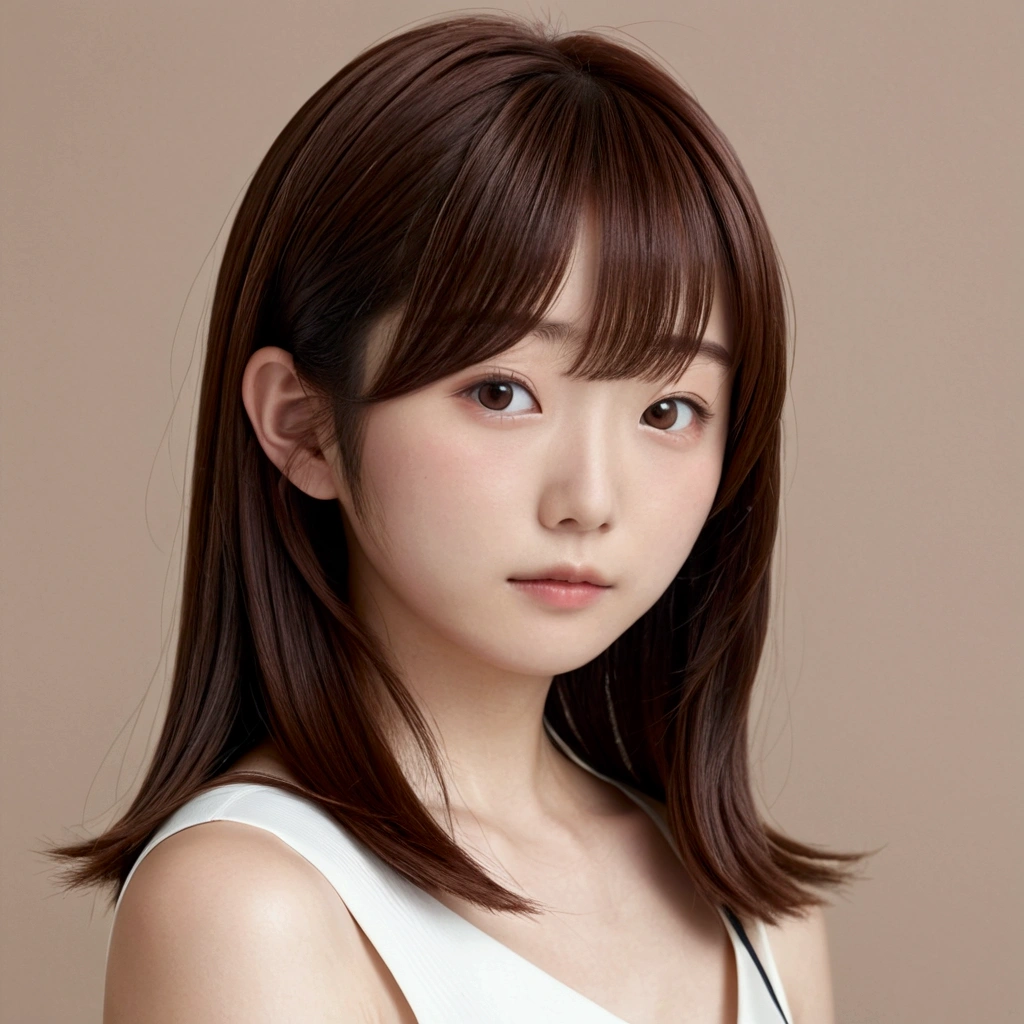(8k、RAW Photos、Highest quality、masterpiece:1.2)、(Real、Photorealistic:1.4)、(Highly detailed 8K wallpapers)、(Professional Lighting、Cinematic lighting)、(18-year-old、Japanese、female、cute、Chiho、Sakimi-chan、Straight, shoulder-length brown hair:1.2)