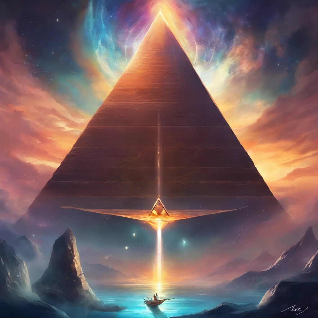 Pyramid with one eye with giant light look, she is flying through space she has long black tentacles,he has heavenly powers