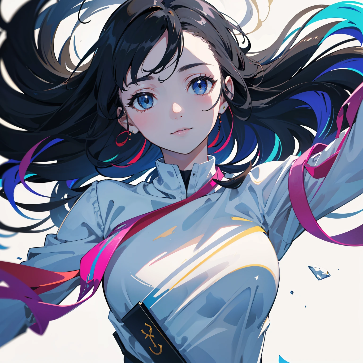 Ultra-High resolution, High resolution, ((premium, 8k, 32K, masterpiece)), Very detailed, (Low angle full body shot 1.2,) Volumetric lighting, Cinematic, (((colorful))), Black haired beauty, Japanese women, 20-year-old, Small face, , (photoRealistic), (Realistic),(Emotionless smile), Modest dress, (Minimal exposure:2.0), Silky Hair, View your viewers, In the act of spinning, look up, Very beautiful and beautiful face, Beautiful and well-proportioned face, Very beautiful face, Empty main road