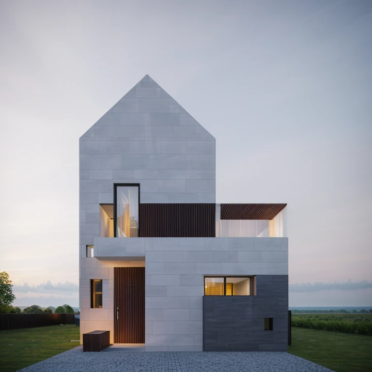 villa modern,night, Realistic, exterior, sunlight, house, RAW photo, 8k uhd, dslr,  (high detailed skin:1.3), soft lighting, ultra quality, film grain, Fujifilm XT3, sharp image, best quality, authentic, hight quality, ((masterpiece))