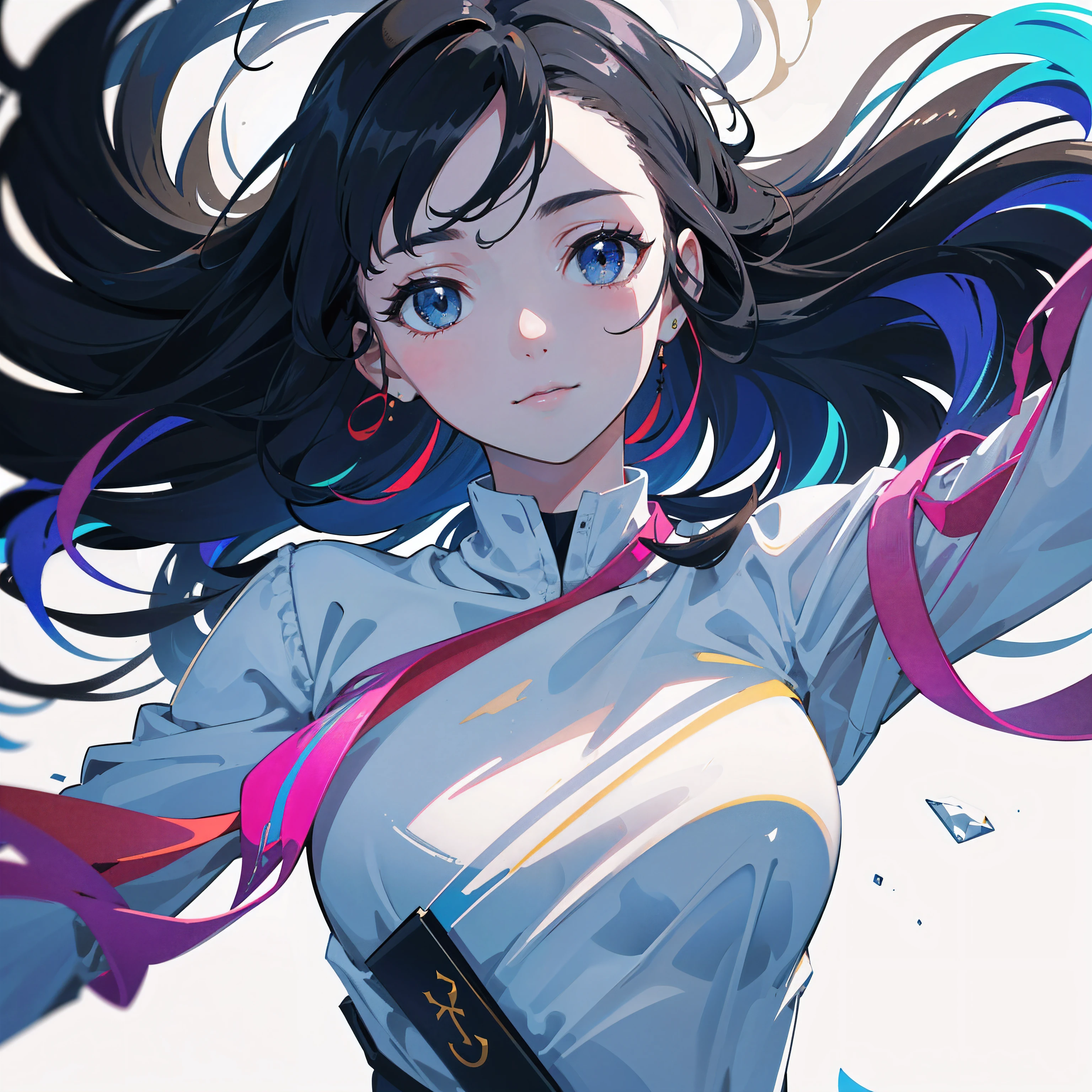Ultra-High resolution, High resolution, ((premium, 8k, 32K, masterpiece)), Very detailed, (Low angle full body shot 1.2,) Volumetric lighting, Cinematic, (((colorful))), Black haired beauty, Japanese women, 20-year-old, Small face, , (photoRealistic), (Realistic),(Emotionless smile), Modest dress, (Minimal exposure:2.0), Silky Hair, View your viewers, In the act of spinning, look up, Very beautiful and beautiful face, Beautiful and well-proportioned face, Very beautiful face, Empty main road