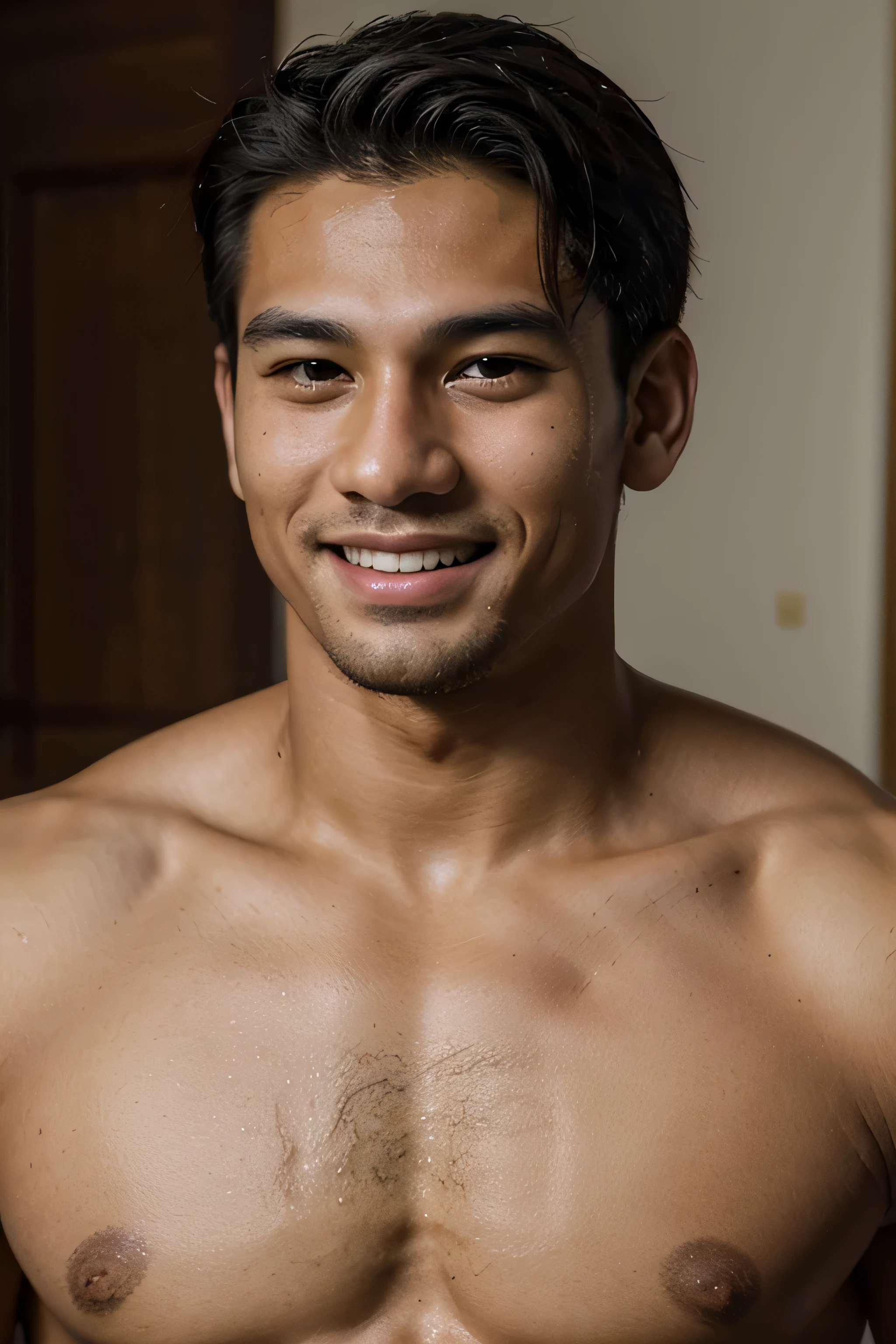 (8k, RAW photo, best quality, masterpiece:1.2), (realistic, photo-realistic:1.37), ultra-detailed, male solo, handsome (smile:1.1),(closed mouth) seductive smile, realistic eye and face details, professional lighting, fully naked, malay, soccer player ((best quality)), ((masterpiece)), (detailed)（lifelike， high - resolution：1.3），19 year old man, soccer player， Super fine face and eyes，fully body, malay
