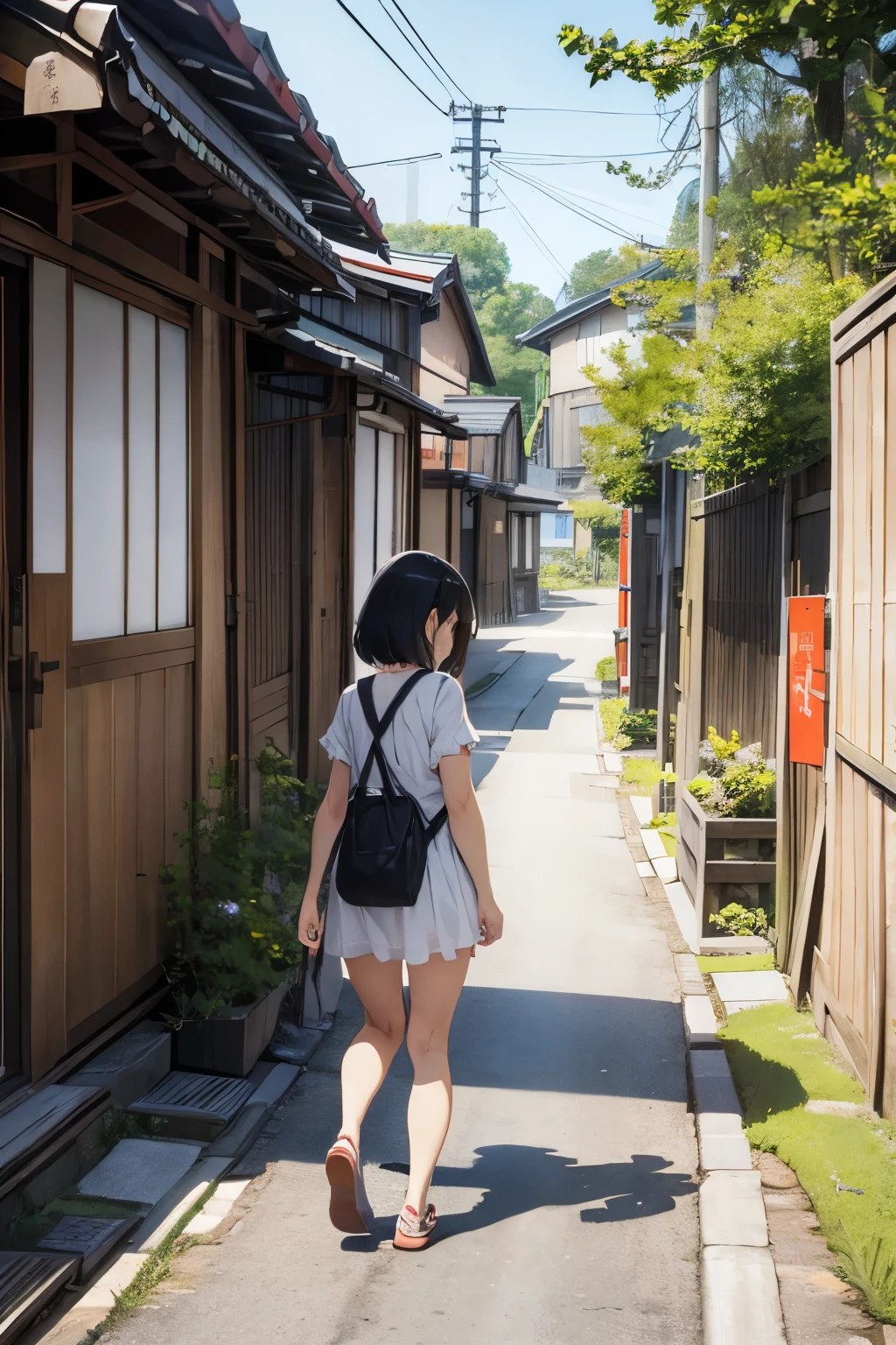 summer、Japan、the way、countryside、Curved Mirror