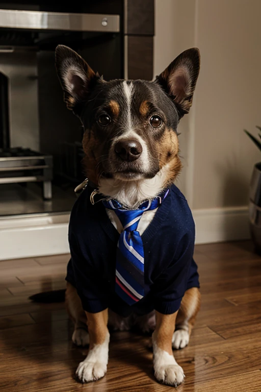 a dog with a tie
