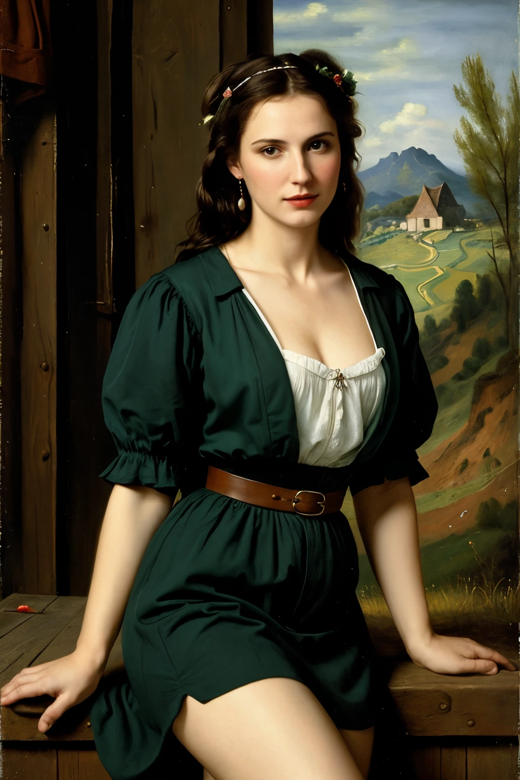 (((realist))), (((Best Quality))), (((Masterpiece))), groenlandian woman, 30 years old dressed in typical groenlandian clothes, super hot, Sexualized, half plane