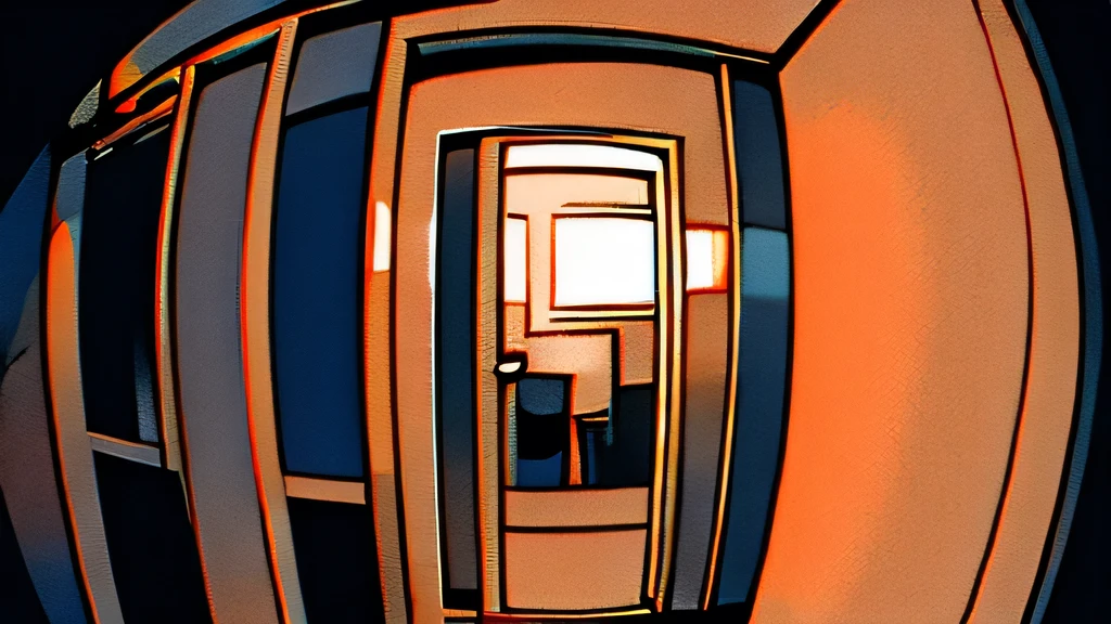 High-rise apartment building Elevator Fisheye Lens midnight Action Painting