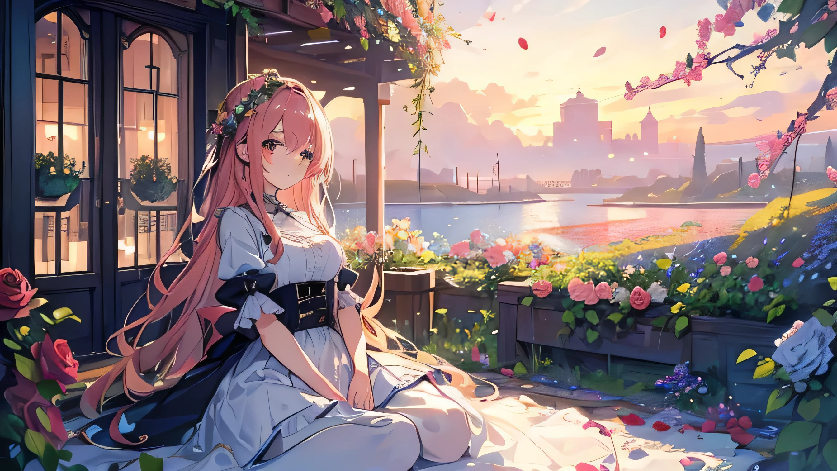 {Highest quality},{{masterpiece}},{High resolution},Very detailedCG,Very detailed8K wallpaper,(((masterpiece))),(((Highest quality))),((Very detailed)),(figure),((sketch)),(Painting),((landscape)),from_On top of that,garden,Sea of Flowers,(Detailed light),Day,petal,falling petal,(((Rose))),(Grapevine),cage,zero,