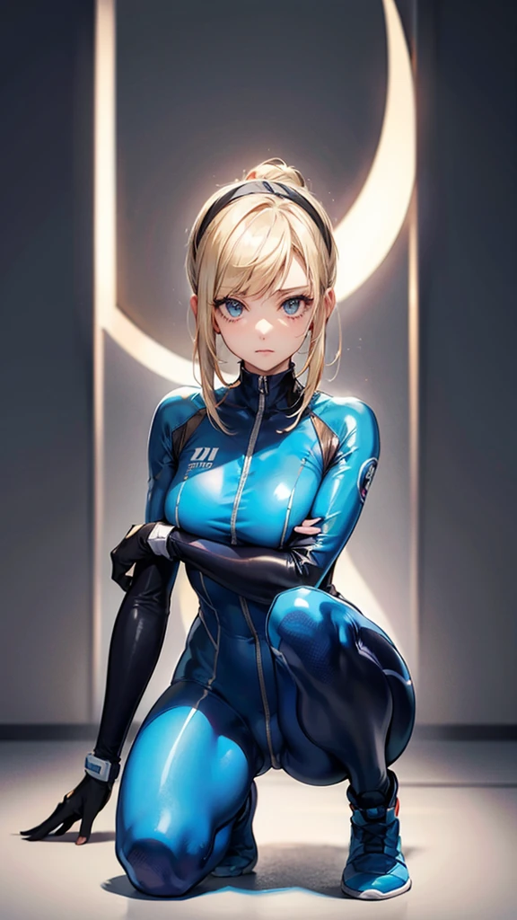 Samus Aran,
(expression:Puzzled),
Squat,
Place your arms on your knees,
((Zero Suit:Shiny)),
(Plain background:grey,1.5)
4K,
high quality,
Highest quality,
Delicate shades,
Detailed depiction,
Depict the whole,
Facial Contour,
Perfect body structure,
Perfect skeleton,
Perfectly symmetrical eyes,