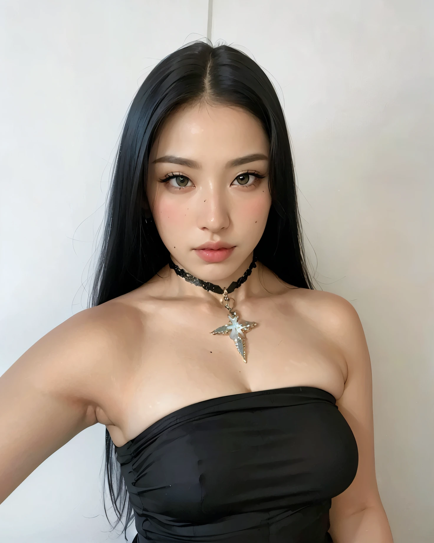 Mermaid eyes, sensuous, latina, Bblack hair, Asian