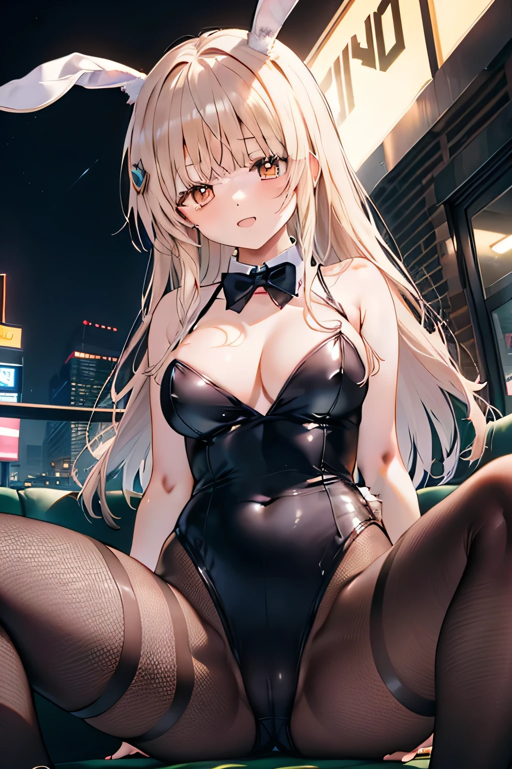 1girl ,((Shiina Mahiru,mahiru shiina)), Bunny girl,(Long Hair,Straight Hair,bangs),happy smile, smile, Open your mouth,((nsfw,full,Bunny girl,Fishnet tights,Cleavage,Bunny ears)),Midnight,My hair is blowing in the wind,whole bodyがイラストに入るように,Slender body,
BREAK 背景,(casino,Midnight,Flashy lighting,night,Nightclub)
BREAK looking at viewer,Beautiful breasts,Large Breasts,whole body,((sit,Wide-open legs,Bunny girl,Fishnet tights,Angle from below))
BREAK (masterpiece:1.2), Highest quality, High resolution, unity 8k wallpaper, (shape:0.8), (Beautiful details:1.6), Highly detailed face, Perfect lighting, Extremely detailed CG, (Perfect hands, Perfect Anatomy),