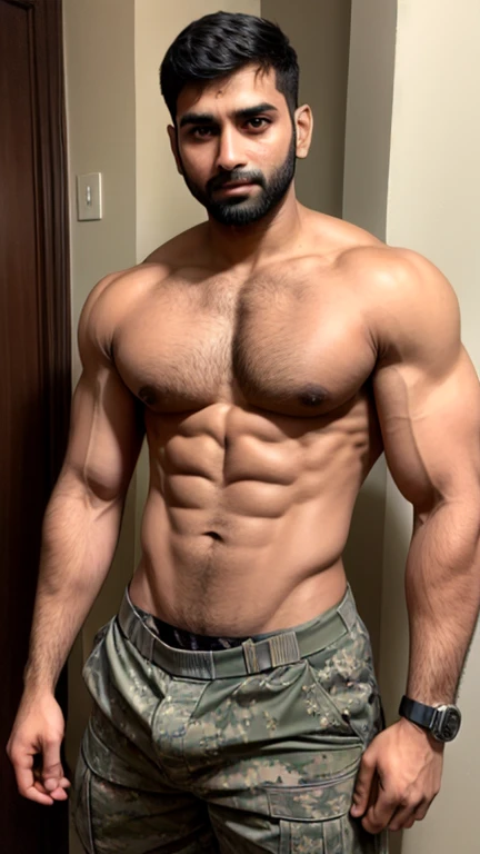 Indian desi 30 years old beared Muscled hunk military man