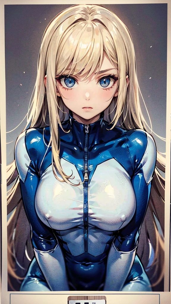 Samus Aran,
Blonde,
Black Eye,
(Semi-long hair:1.7),
(expression:Puzzled),
Squat,
Place your arms on your knees,
((Zero Suit:Shiny)),
(Plain background:grey,1.5),
(composition:ID photo:1.6),
4K,
high quality,
Highest quality,
Delicate shades,
Detailed depiction,
Depict the whole,
Facial Contour,
Perfect body structure,
Perfect skeleton,
Perfectly symmetrical eyes,