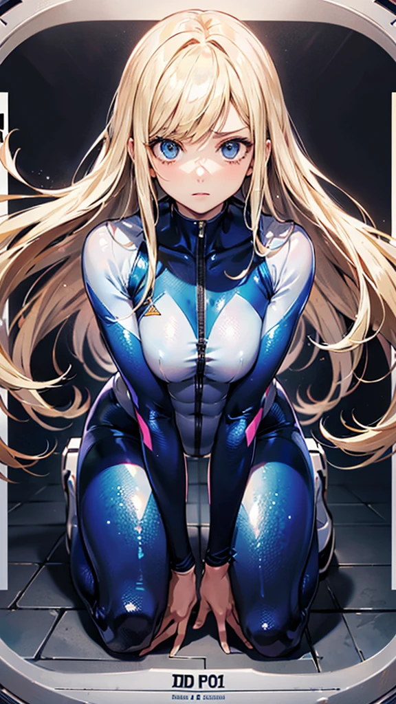 Samus Aran,

Blonde,
Black Eye,
(Semi-long hair:1.7),
(expression:Puzzled),
Squat,
Place your arms on your knees,

((Zero Suit:Shiny)), 

(Plain background:grey,1.5),
(composition:ID photo:1.6),

4K,
high quality,
Highest quality,
Delicate shades,
Detailed depiction,
Depict the whole,
Facial Contour,
Perfect body structure,
Perfect skeleton,
Perfectly symmetrical eyes,