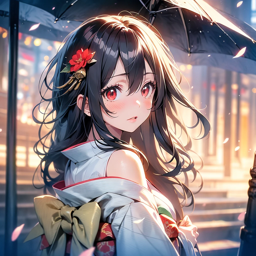 (masterpiece:1.2, best quality), (exquisite eyes: 1.2), ((1girl)), ((solo)), (red eyes:1.4), (exquisite eyes and exquisite face:1.3), ( beautiful and clear background: 1.2), (extremely detailed CG, super detailed, best shadows: 1.1), ((depth of field)), ((watercolor)), (oni: 1.5), (kimono: 1.3), big  , Bare Shoulders, Flowers and Petals, Beautiful Concept Art, (White Background: 0.5), (Illustration: 1.1), (Extremely Delicate: 1.1), (Perfect Details: 1.1), Profile, Cowboy Shot,