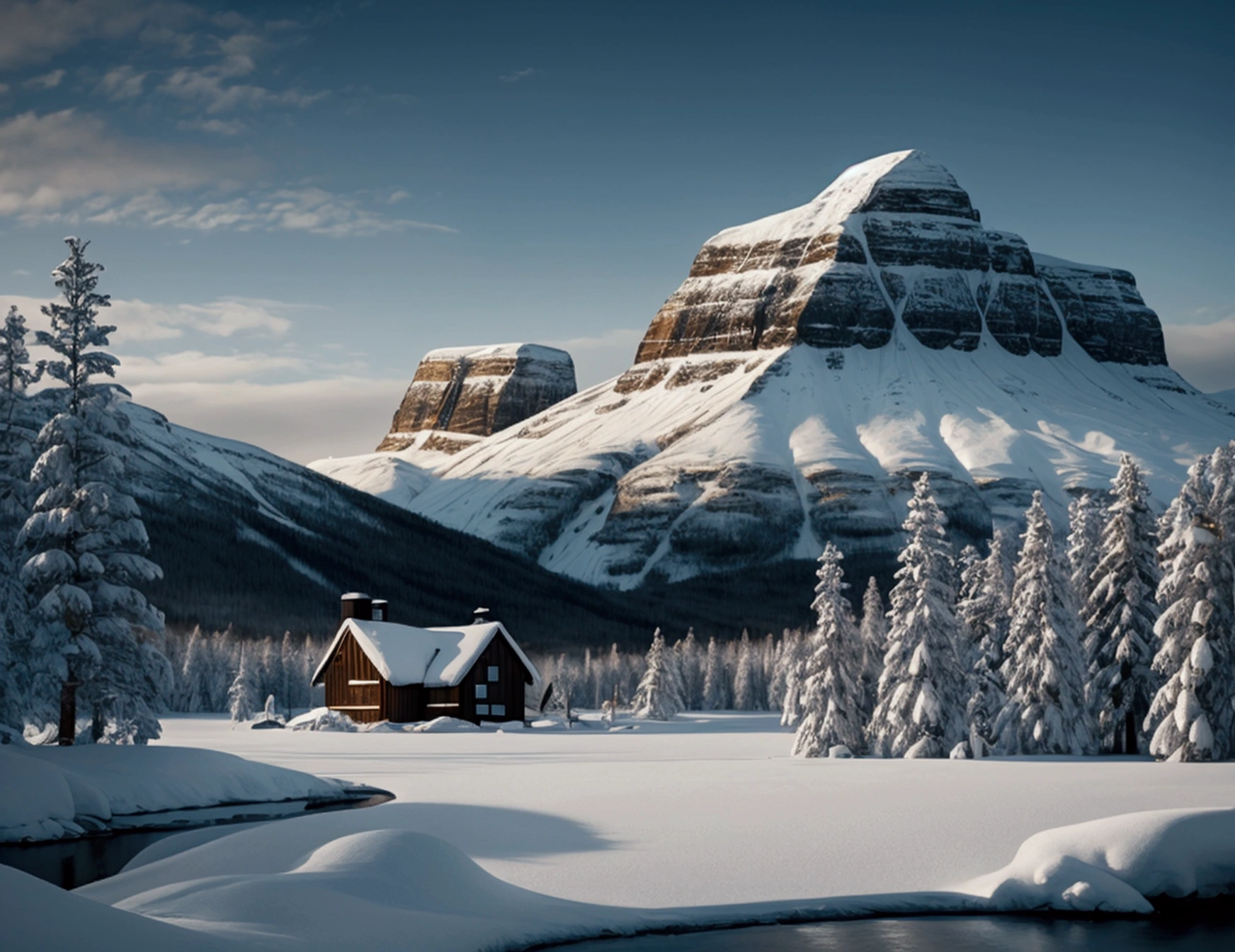 Create a Nordic landscape with a beautiful and boring view