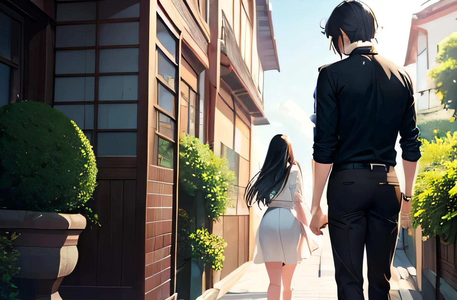 Black Shirt,brown pants,