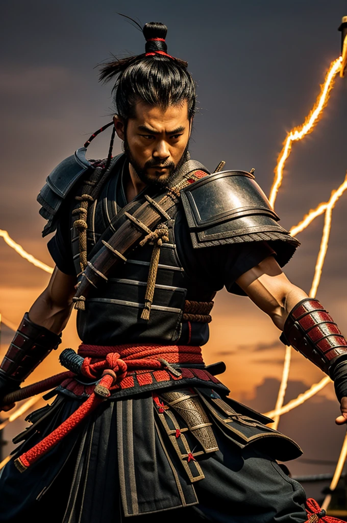 Samurai with electricity cables