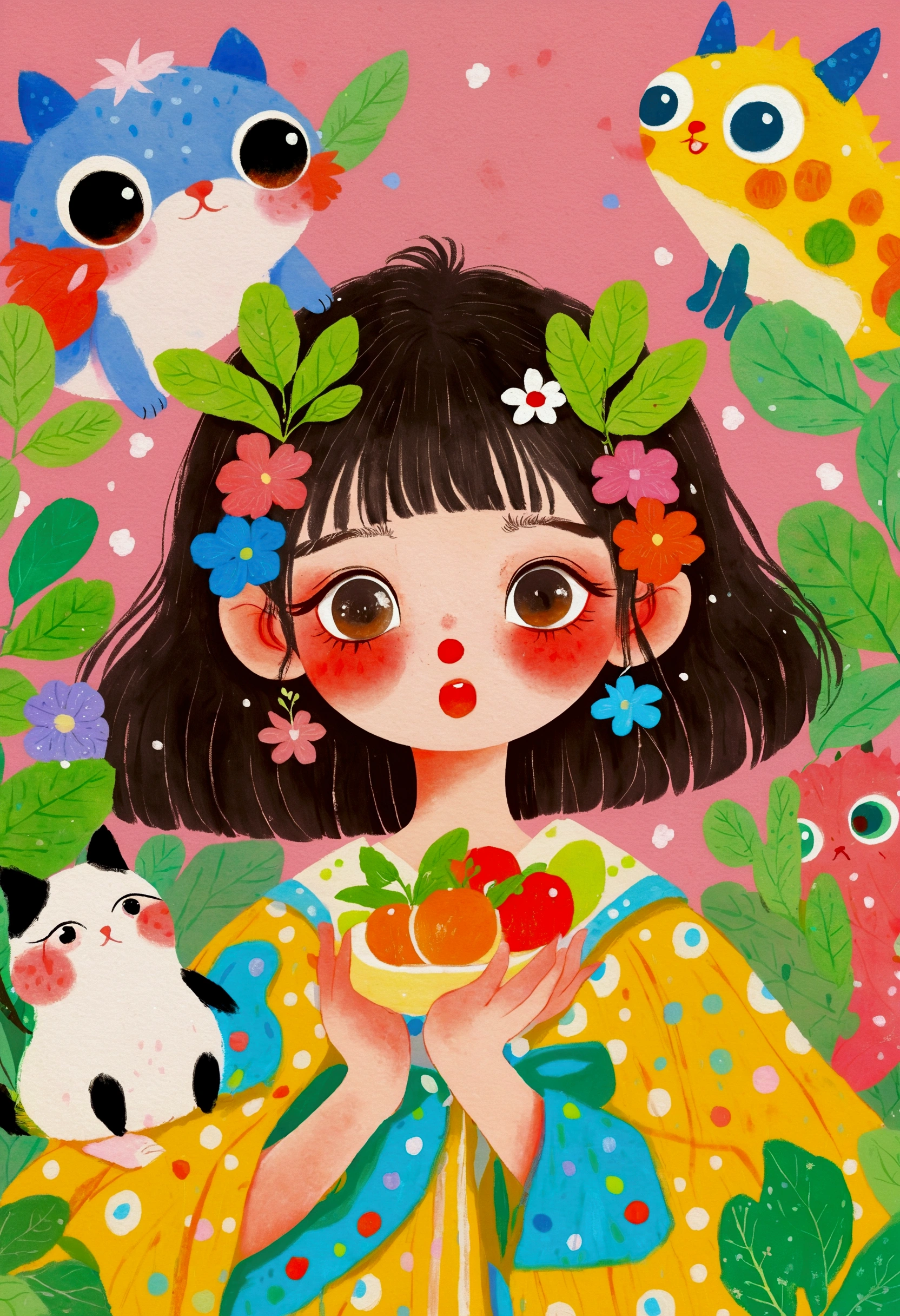 A painting。pastel artwork。Cute monsters，Cute numbers, Lovely and detailed digital art, Cute numbers艺术, author：Yi Yinwen, Lovely detailed artwork, Lovely artwork, Fantasy Animals Cute Eyes, by Cheng Jiasui, author：Ju Chao, author：Yang J, Cute illustrations, by Zou Zhe, Ni Duan, author：Sun Xie