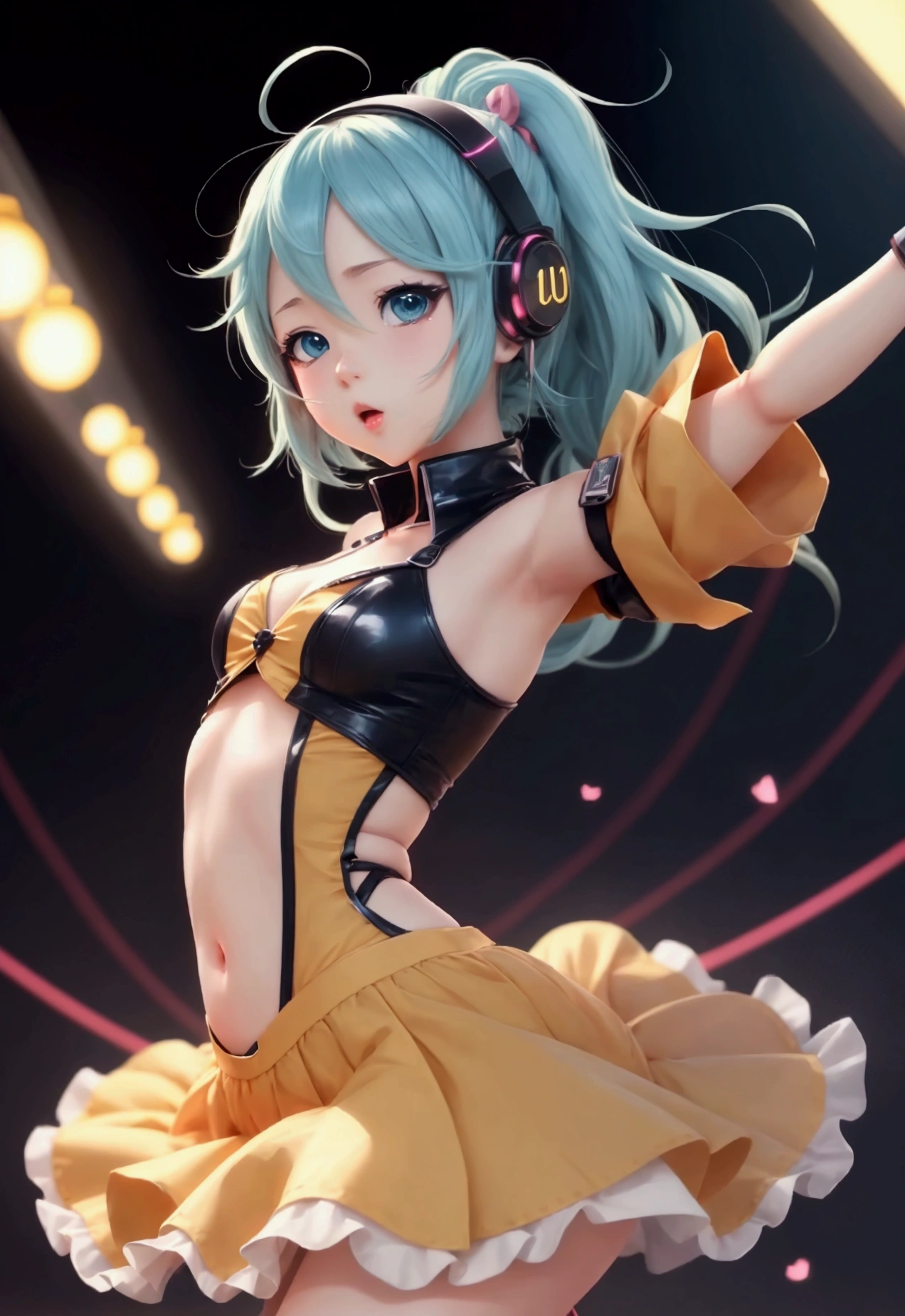 Create a video of a cute anime character, Vocaloid style, dancing doing a choreography