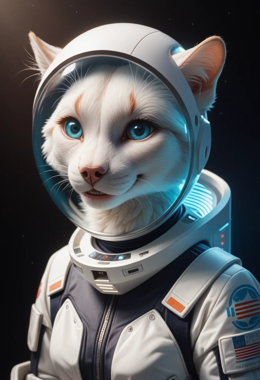 Un hermoso y oftallado (sweet portrait) of ((crystal)), Sternenfuchs crystal, oflgado, adorable, ojos verofs, small breasts, Space suit, Typing on a holographic computer, neckline, smile, look for,, the second, pelzig, holographic display, Science fiction, uploaded e621, oftailed spongy fur, (of Fluff-Kevlar, Bayard Wu, personalize me, pino daeni), cara oftallada, (spongy), 1 girl, Alone, sin marca of agua