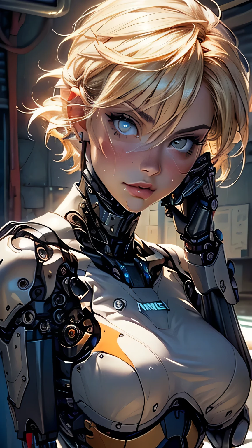 (woman:1.5),1 woman,archer woman,(((1woman))),((woman with blonde short hair)),

(((1woman,woman:1.5,handsome woman,woman,woman gender:1.5,woman focus))),macho woman,hero,

((Messy hair,Blonde short hair,detailed Blonde Hair,Highly detailed hair,Blonde Hair,Colored undercoat)),(((Glowwg skw:1.5,Tanned skw,Bright skw: 1.5,dark tanned skw,Glowwg skw,very Glowwg skw,Shwy body,Skw glow))),(((orange_Eye:1.2))),Complex Eye,beautiful detailed Eye,symmetrical Eye,((woman chest)),Handsome face,((Sexy body)),woman jaw,((Delicate face)),

womanly,National Foundation,

Steampunk firefighter, ((Robotic Arm:1.5, Bionic arm:1.5)), Steampunk firefighter uniform,,((uniform w black and orange colors)),((Wet clothes,Complex outfit,Complex clothes,Complex uniform)),

(Dynamic poses:1.0),Focus only,((heroic attitude)),(Center,Scale to Fit,Rule of Thirds),

w,wdoor,((Cozy steampunk room)),landscape:1.25,((Complex landscape)),((Steampunk décor)),

(Glossy Steampunk décor),high resolution,Clear focus,(Extremely detailed,Extremely detailed),(Realistic artwork:1.37),(Extremely detailed CG unity 8k wallpaper),(((Vibrant colors,Vibrant Theme))),(Complex),(masterpiece),(best quality),Art photography,(photography：sldr),(Complex background),Perfectly presented face,Perfect face details,Realistic face,Photo-realistic,((Complex detail)),(((Realism))),
