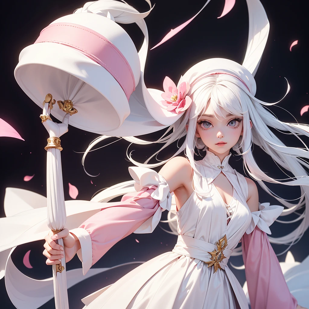Alice, anime art style, 1 girl, alone, breast, watching_exist_audience, Smile, short_hair, Open_Mouth, big deal_breast, Red_Eye, hair_between_Eye, superior_Body, white_hair, :d, vague, chef