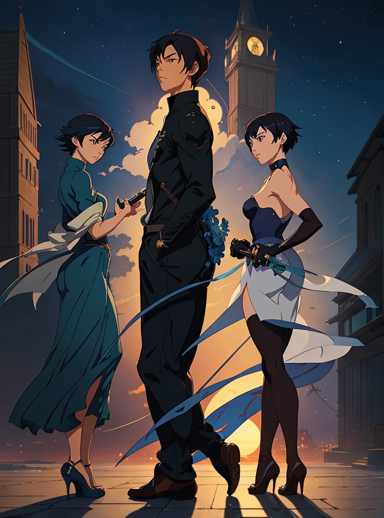 A man and a woman standing in front of the church, guweiz and Shinkai Makoto, ross tran and Shinkai Makoto, guweiz style artwork, in style of Shinkai Makoto, sakimichan and Shinkai Makoto, ( ( Shinkai Makoto ) ), author:Shinkai Makoto