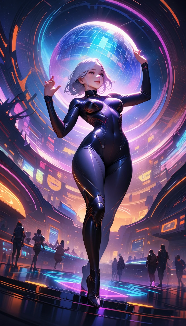 girl hacker,(((1girl))),((girl with extremely cute and beautiful hair)),

(large breasts:1.4),saggy breasts,(((eyes_turquoise:1.3))),intricate eyes,beautiful detailed eyes,symmetrical eyes,((fat)),((((pale skin,lustrous skin:1.5,bright skin: 1.5,shiny skin,very shiny skin,shiny body,plastic glitter skin,exaggerated shiny skin,shiny skin like ebony,illuminated skin,wet legs))),(spider lower abdomen,narrow waist,wide hip,athletic body,inflated legs, thick thighs,detailed body,(detailed face)),

cute,slutty,seductive,erotic,(nsfw),

(((sci-fi flashing lights, bright colours, bulky mechanical arms, black bodysuit, surrounded by glowing cubes, floating blue glowing cubes, headphones, parted lips))),((wet clothes,intricate outfit,intricate clothes)),

(dynamic pose:1.0),solo focus,((evil smile,evil look)),(centered,scale to fit dimensions,Rule of thirds),

cyberpunk city by the ocean at night, with bright neon signs and dark stormy clouds and puddles, scenery:1.25,nighttime, starry night, cosmos,Very dark night that makes the neon lights stand out, very bright neon lights,nighttime, starry night, cosmos,

artistic photography,(photography taken by sldr),highres, sharp focus,(ultra detailed, extremely detailed), (photorealistic artwork:1.37),(extremely detailed CG unity 8k wallpaper),((synthwave background theme)),(((vibrant colors))),intricate,(intricate background),(masterpiece),(best quality),perfect rendered face,perfect face details,realistic face,photo realistic,analog style,((intricate detail)),(((realism))),
