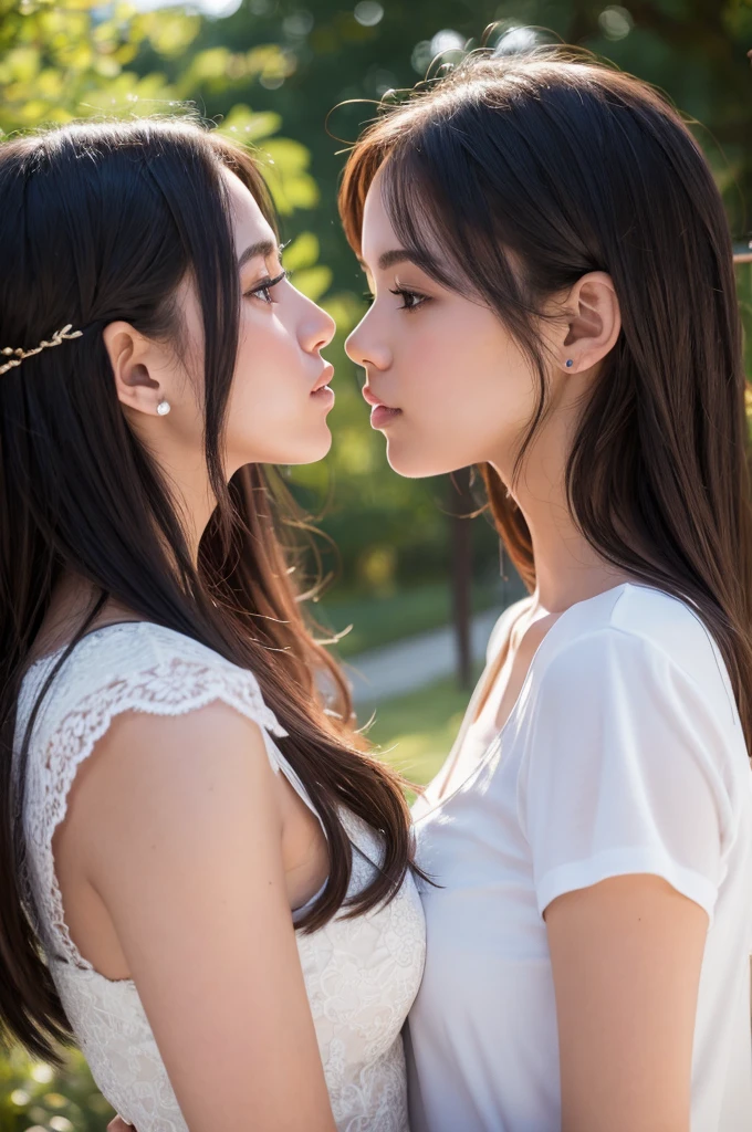 Two beautiful girls kissing
