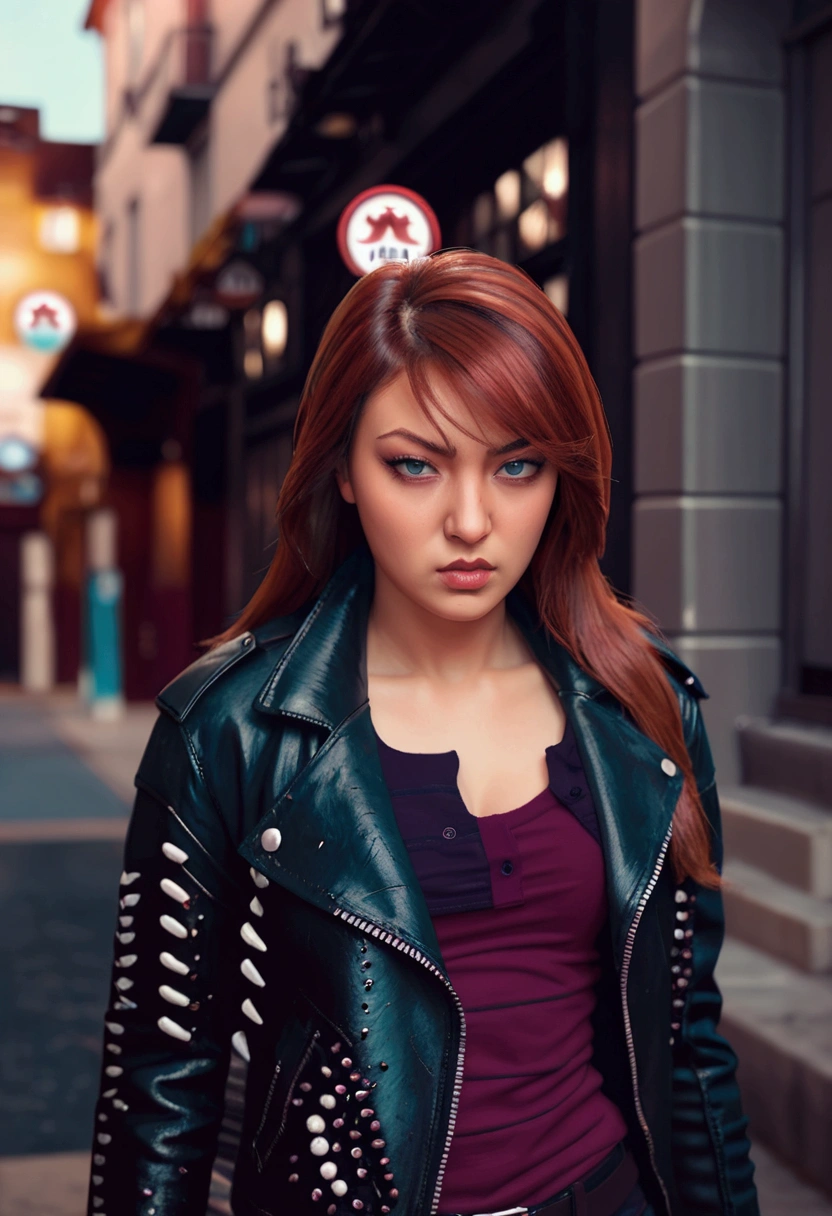 (best qualityer,4K,8k,Cao Cao,master part:1.2),ultra detali,(Realistic,photorrealistic,photo-realistic:1.37),Barbara Gordon, Young woman aged 19 l, beautiful red hair, vestindo uniforme policial,piercing brown eyes, Supreme Beauty, Gotham City Setting, strong and confident posture, Determined expression,vivid colors,sharp focus,detailed painting,professional lighting,Estilo Retrato, dramatic lighting,bokeh