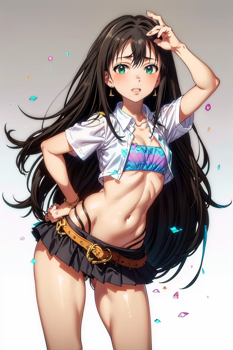 Tanned gal,Open cloth,Expressionless,((Normal bit)),alone,View your viewers,Rin Shibuya,Perfect Anatomy,((Like the whole body from head to toe)),((White Background)),massive ,Shiny skin,Like the whole body,small,Slack,,alone,One Girl,Lower Breast,belly button,Uniform exposure,
