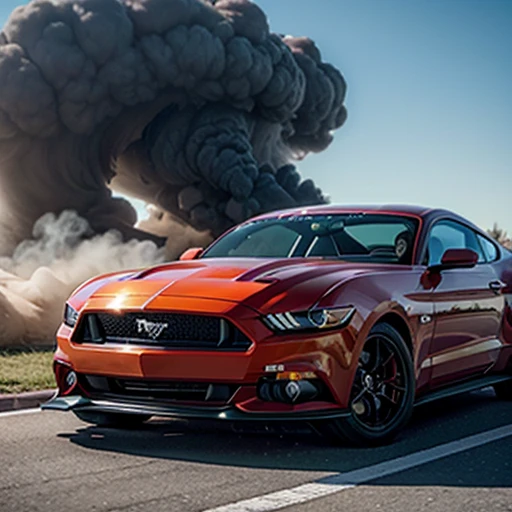 Um mustang dodg demon, The car is screeching and making a lot of smoke