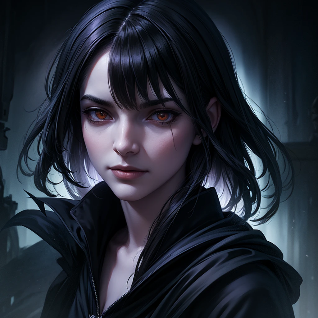 portrait of the grim reaper, Cute demon, High Chaos, dark atmospher, details Intricate, do style johan grenier, Estilo Alyssa Monks