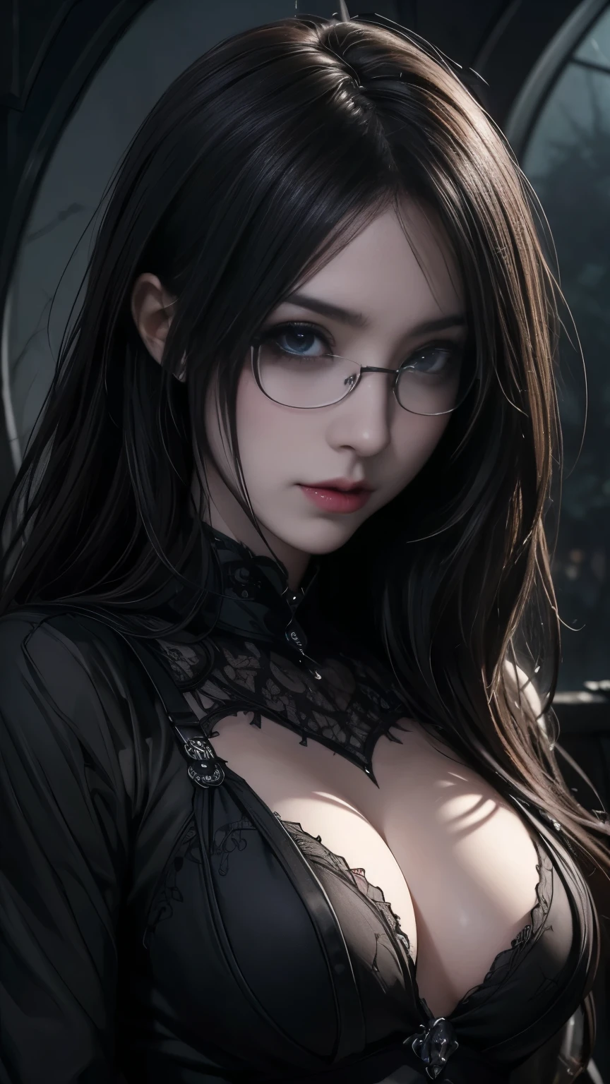 Punisher, Nightmare Before Christmas style, (masterpiece, Highest quality), (Perfect hands), (Ultra-realistic:1.6), (Detailed face), (Fatal Beauty,A charming villain,witch) ,(A supple and powerful physique),(Sensual charm),(Mysterious charm:1.1),(Enchantingなシルエット),((((Glasses))))、(Award-winning), (sharp), (8k resolution), (Cinema Lighting), color: Dark and gloomy, (Ghostly), (intense expression), (Detailed skull emblem), (Spooky atmosphere), (Cartoon-like atmosphere),(Grainy), (Dramatic Shadows), (Dynamic pose), (an ominous雰囲気), (Artistically expressed), (an ominous), (Enchanting), (Gothic), (Mysterious setting), (Moody color palette), (Skillfully drawn), (Feelings of anxiety), (Intricate details), (an ominous smile), (an ominous), (Enchanting eyes), (Horror elements), (Enchanting composition), (Impressive anatomy),(Striking contrast), (an ominous mood), (Exquisite craftsmanship), (Attractive character design)