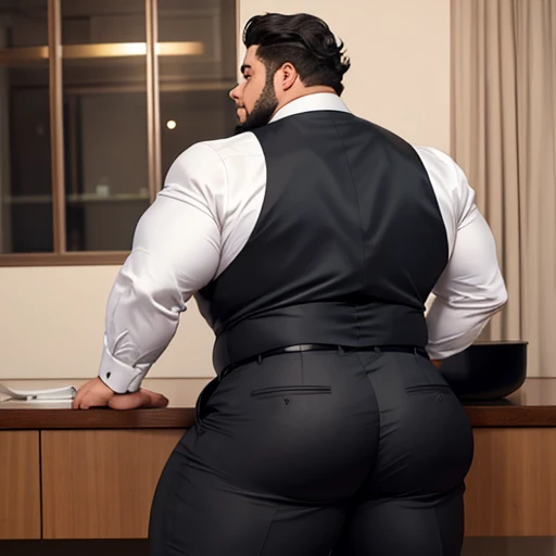Ginger man in a tuxedo, huge ass, comically massive ass, tight tuxedo pants, large boy booty, bubble butt, man bubble butt, thick, thicc, thick thighs, thick ass, athletic, fit, round ass, full ass, wide ass, tuxedo