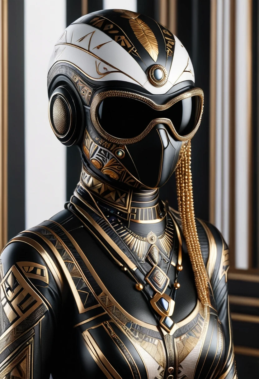 A afrofuturistic black ski mask decorated with cowrie sea shells, ultra quality, 8K, Unreal engine, concept art, afrofuturism fashion, orisha