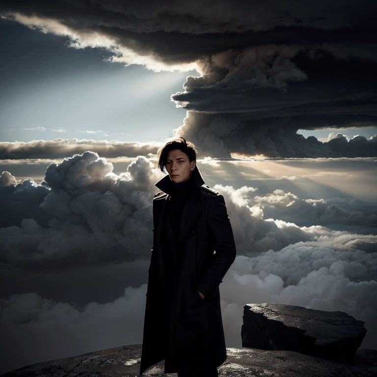 "Picture a lonely man in dark colors, standing on the edge of a cliff, looking down into the abyss. The man is dressed in a dark coat, his hair blowing in the wind. Around him is a bleak, foggy landscape, with bare trees in the background. The sky is covered with thick gray clouds, creating the feeling of a storm approaching. There is a faint light on the horizon in the distance, symbolizing a glimmer of hope. Use contrasting colors and dramatic lighting to enhance the emotional impact."
Steps to create an image:
Man in Dark Colors: The main element is a lone man in a dark coat standing on the edge of a cliff, his hair blowing in the wind.
Gloomy Landscape and Fog: The person is surrounded by a foggy landscape with bare trees in the background, creating an atmosphere of isolation and despair.
Thick Gray Clouds: The sky is covered with thick gray clouds, adding to the feeling of an impending storm.
Faint Light on the Horizon: There is a faint light on the horizon breaking through the clouds, symbolizing hope.
Contrasting Colors and Lighting: Use strong contrasts between light and shadow to create a dramatic effect and attract attention.