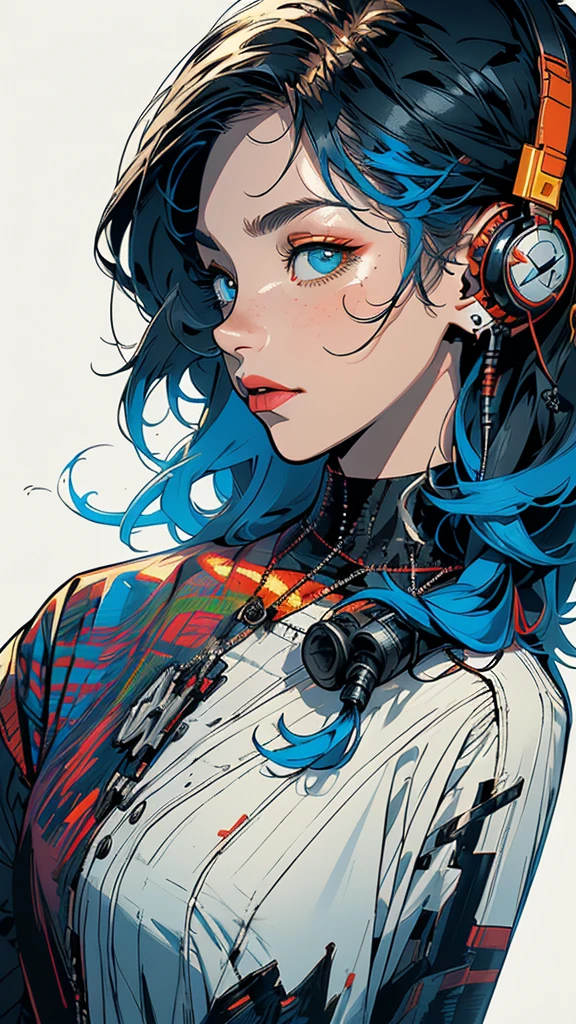 (((masterpiece, highest quality))),(((solo:1.2))),(((1girl:1.2))),32k wallpaper, very detailed, poster, vintage science fiction,(((((geometric cinematic movie poster))))), ((bauhaus)),(shape),(((abstract))),(mid century modern),(((((portfolio))))),(((((Close-up))))),(((((bust up))))),((((more various angle)))),((((highlight)))),((((heterochromia)))),(((complete. detailed face))),((((Extremely talented)))),(((((most complecated futristic machine))))),(Colorful color scheme),(((detailed unlimited complete equipment : headphone like a rail gun))),(((((Absolutely simple background))))),(((Texture for people : grunge))),(((marvel super hero's)))