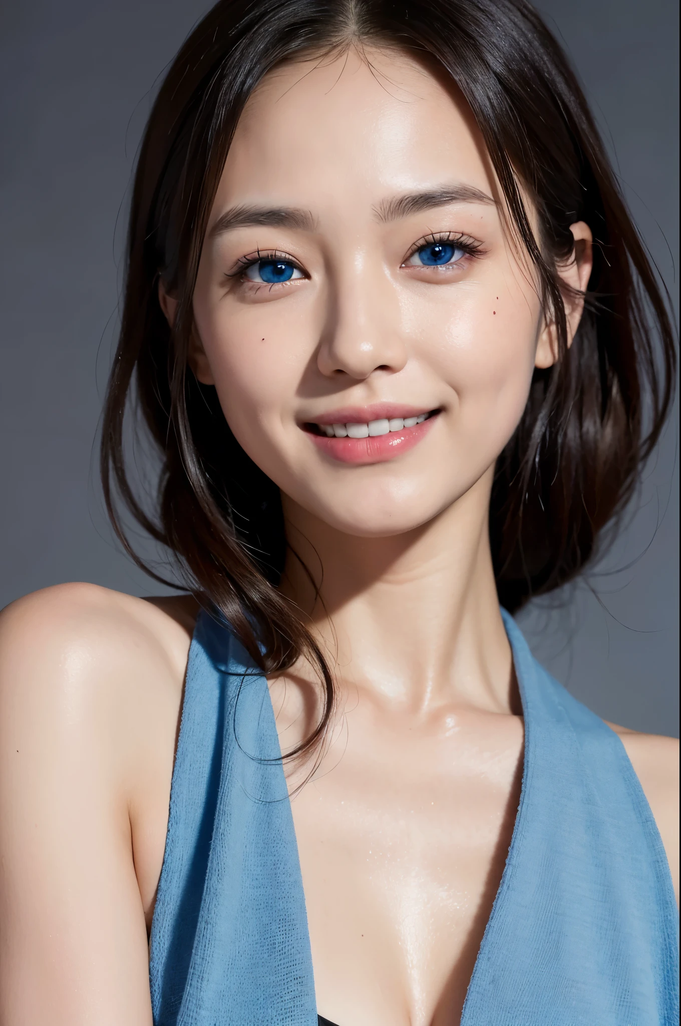 8k,Ultra-high resolution,((Best image quality)), ((masterpiece)), (Attention to detail:1.3), 大きなsmileでblue eyesのジャンヌD&#39;Aak,Paladin,blue eyes,Blonde Perm Blue Hair,Woman in black armor(精密な金色のPaladinの紋章の細工)、Cleavage,We paid special attention to the decoration of the chest armor...、Beautiful expression,charm,sexy,so beautiful(Like the real thing),Carry a big, long sword,smile,Luxury black pants,Blue and black shoulder pads,Blue-black armor,Blue-black leg armor,masterpiece,Photorealistic RAW photos of the highest quality。Bright colors,Rich colors, Backlight, Cinema Lighting, Film Grain, to be born, 50mm lens, Nikon D850,Realistic Skin,Fantasy art,Character Art,Ultra-high resolution,大きなsmile,