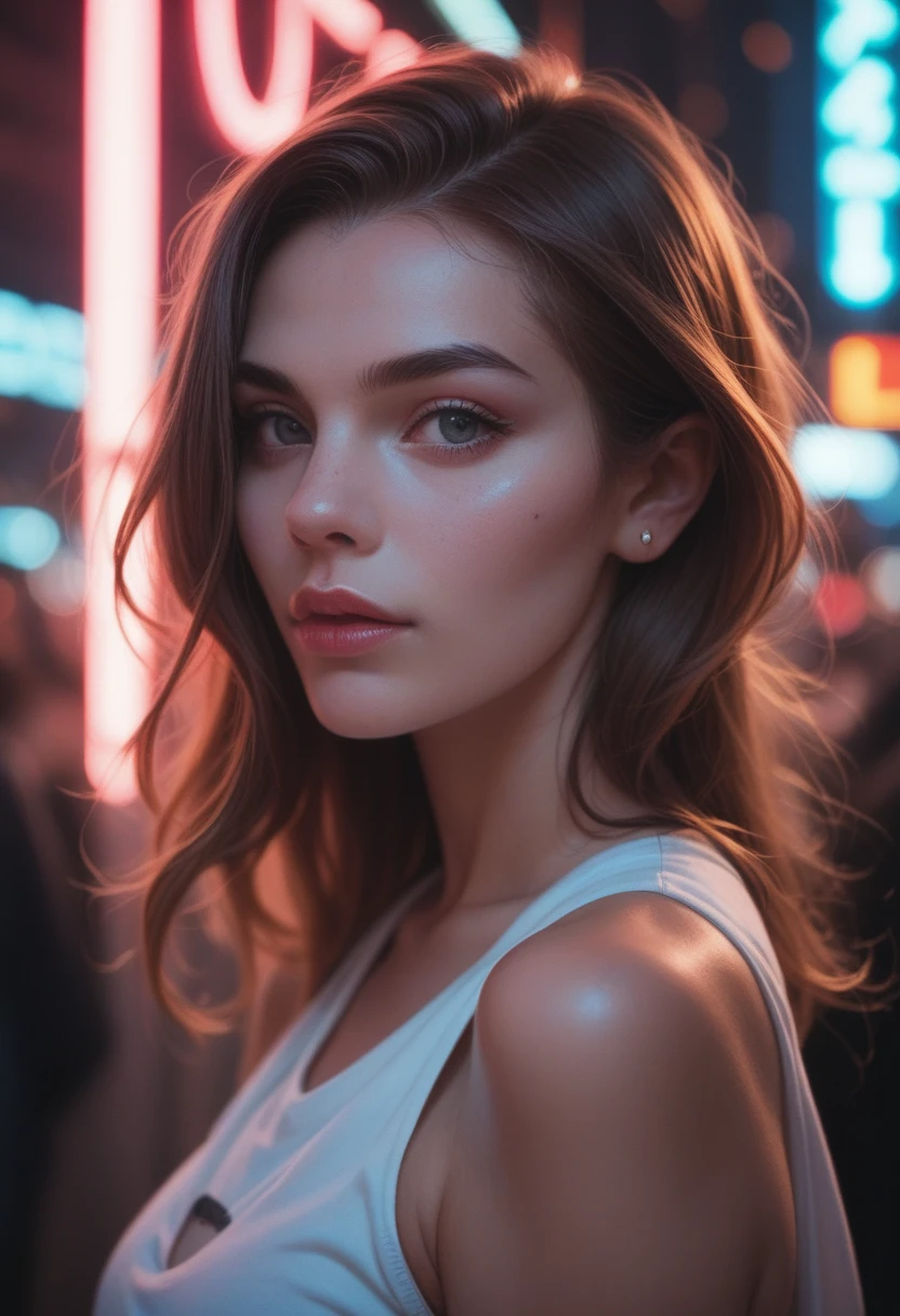 fashion portrait color photography, women, Neon lights