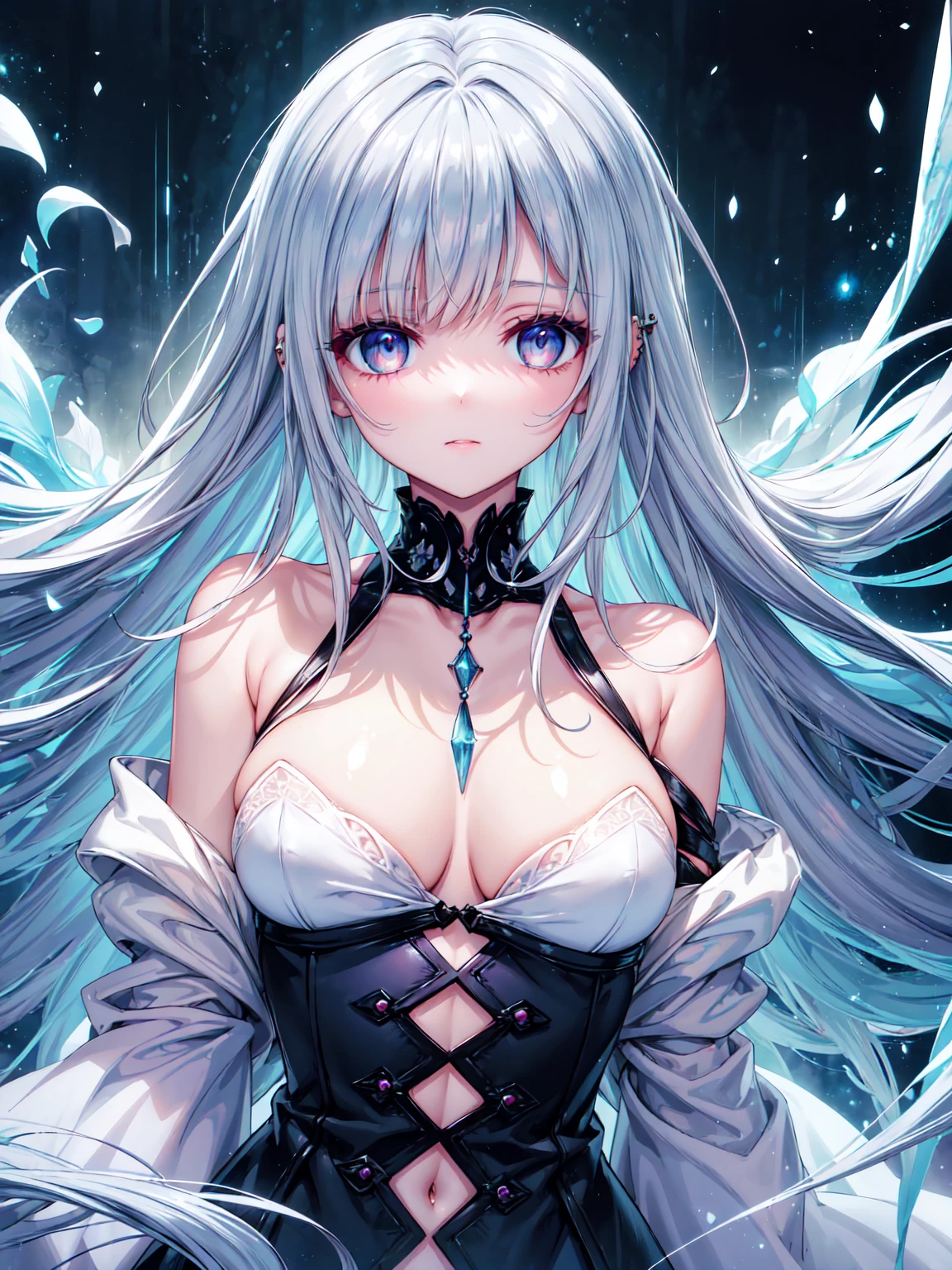a beautiful girl with piercing eyes that can see through all, in a world divided by thin membranes, on the boundary of another realm, extremely detailed face and eyes, long hair, serene expression, floating in a dreamlike fantasy landscape, ethereal lighting, vibrant colors, digital art, cinematic, hyper detailed, 8k, masterpiece