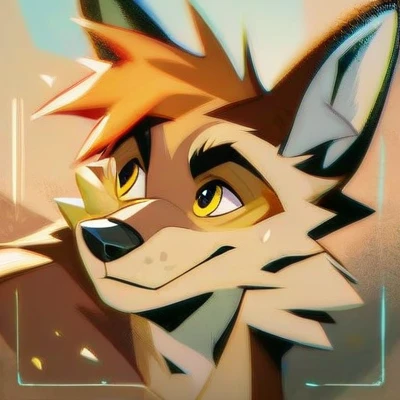 furry, coyote, male, yellow eyes, fluffy, beige fur 