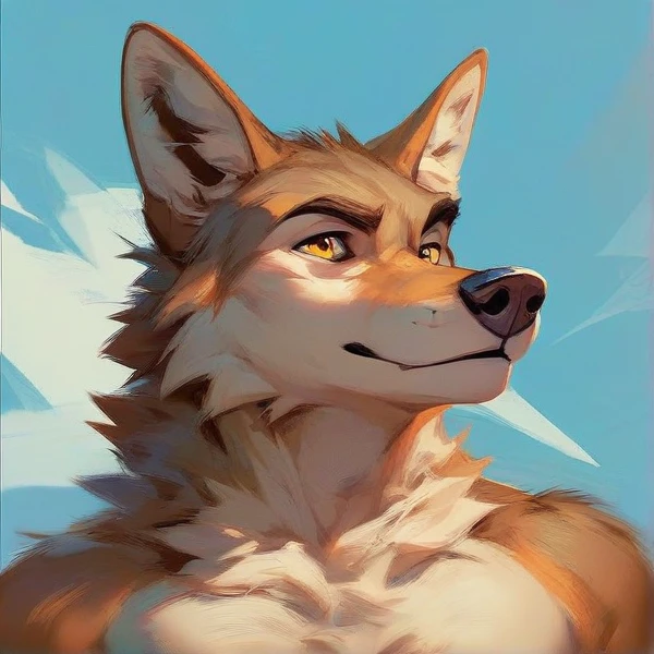 Anthropomorphic husky,Character setting,Brown color scheme,The face is more human-like,Firm eyes